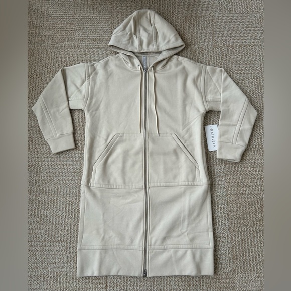 NWT Athleta Tenacity Duster Hoodie Sweatshirt Jacket in Putty - Size XS - Picture 7 of 14